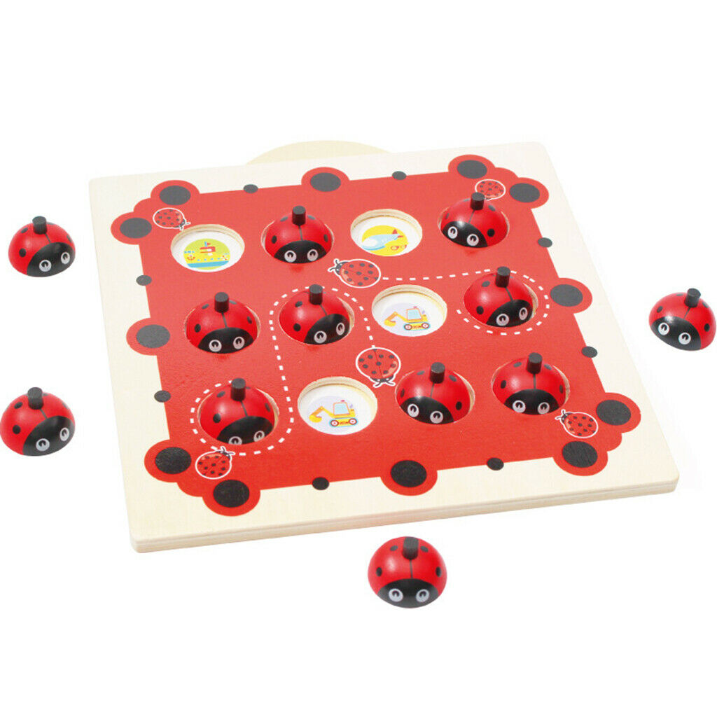 Wooden Ladybird Animal Board Matching Memory Training Puzzle Game Preschool
