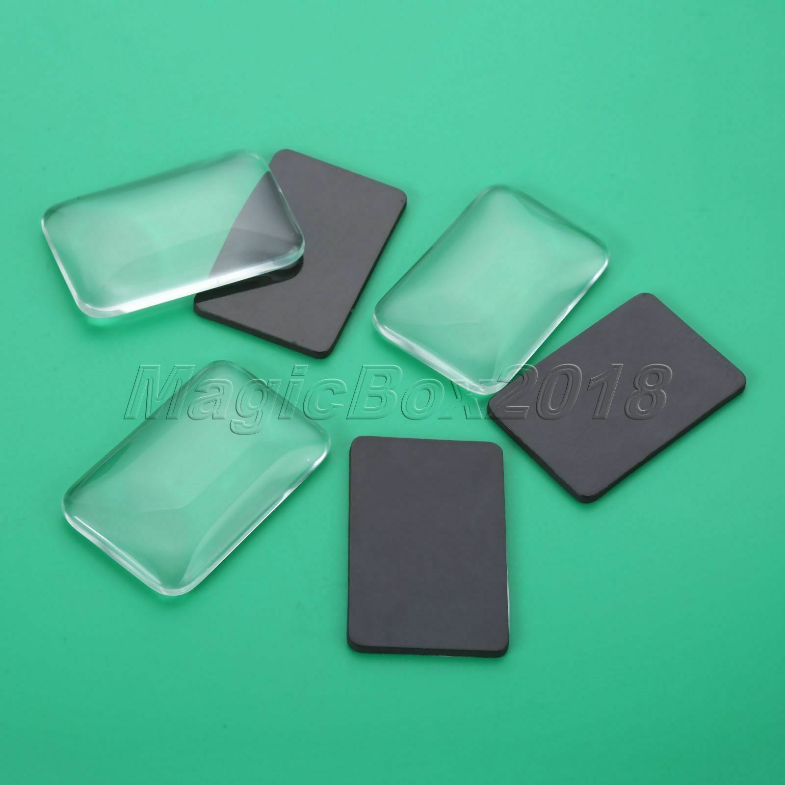 10 Sets Rectangle Shape Glass Cabochon & Fridge Magnetic Stickers Birthday Gift