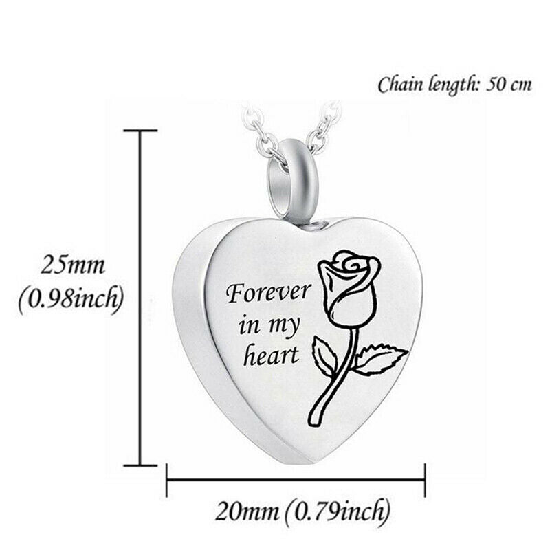 Rose Forever In My Heart Pendant Keepsake Urn Necklace For Ashes Jewelry .l8