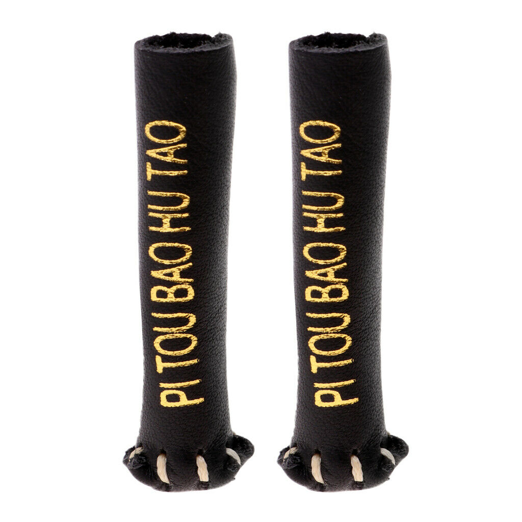2 Pack 10/11mm Leather Durable Pool Cue Tip Protector Stick Top Cover Black