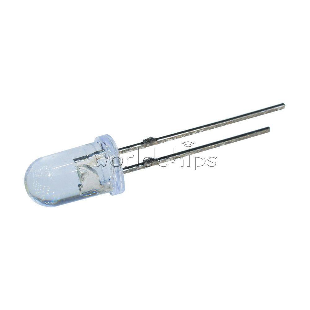 100PCS F5 5MM White Color White Light Round Superbrighâ€‹t LED Lamp W