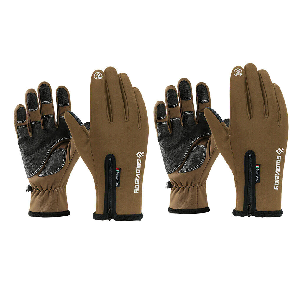 Waterproof Bike Full Finger Gloves Touch Screen Gloves Brown Cycling Hunting