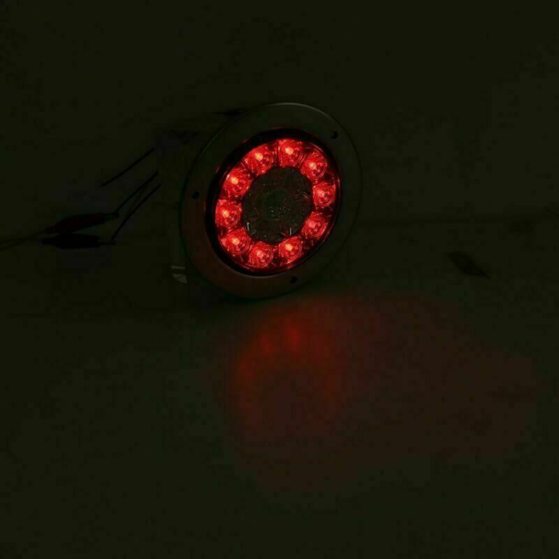 4X 4inch Tail Light Round Red Amber Truck RV Trailer Stop Brake Turn Signal Lamp