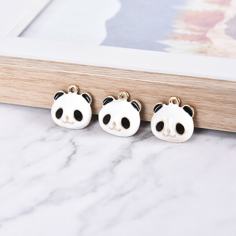 10Pcs/Set Cute Panda Animals Alloy Enamel Charms Pendant DIY Craft Jewelry G Kt