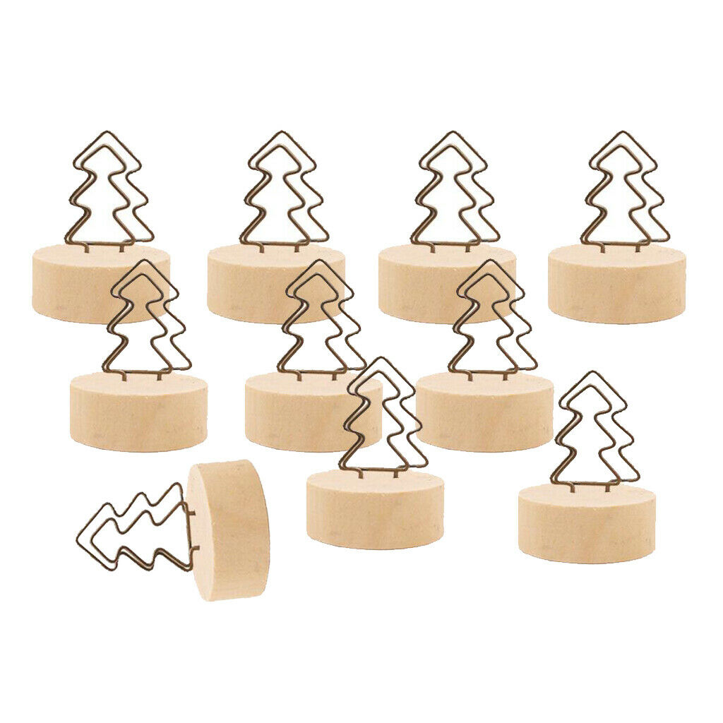 10x Wooden Base Wire Photo Clip Wedding Table Place Card Holder Tree