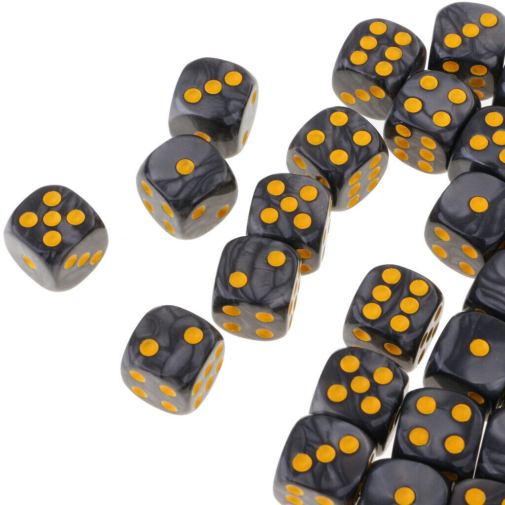 100Pieces D6 Round Corner Dotted Dice 16mm for  MTG TRPG