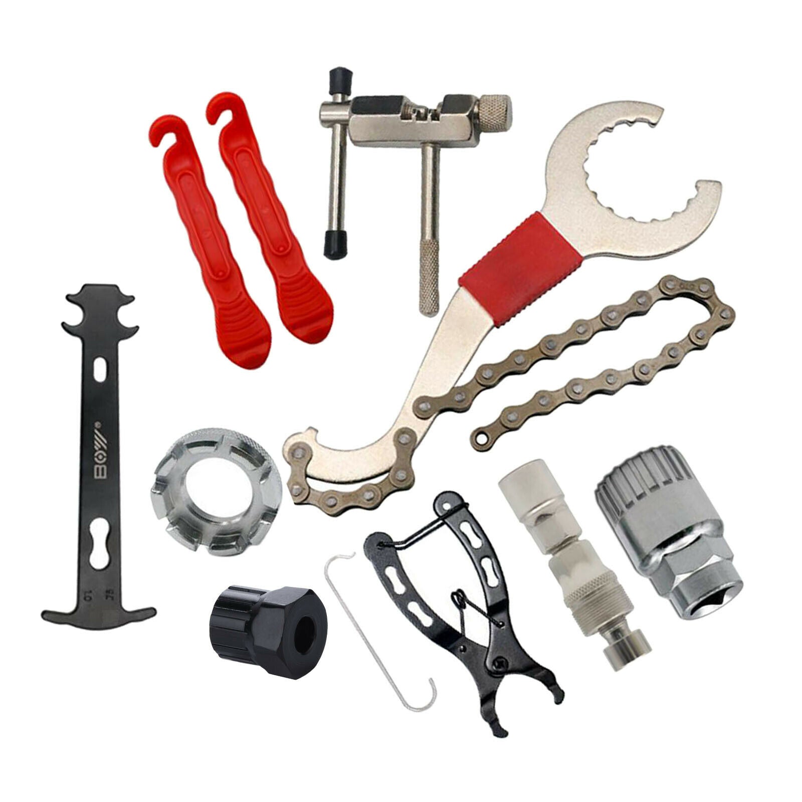 9x Bicycle Repair Tool Set Bike Chain Measuring Ruler Crank Puller Extractor