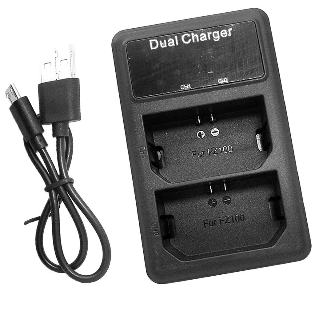 Dual Slots LCD Display Battery Charger with USB Port for Sony NP-FZ100