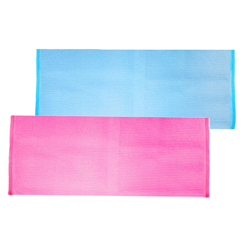 2Pcs Exfoliating Back Strap Bath Cloth Shower Massage Spa Scrubber Red+Blue