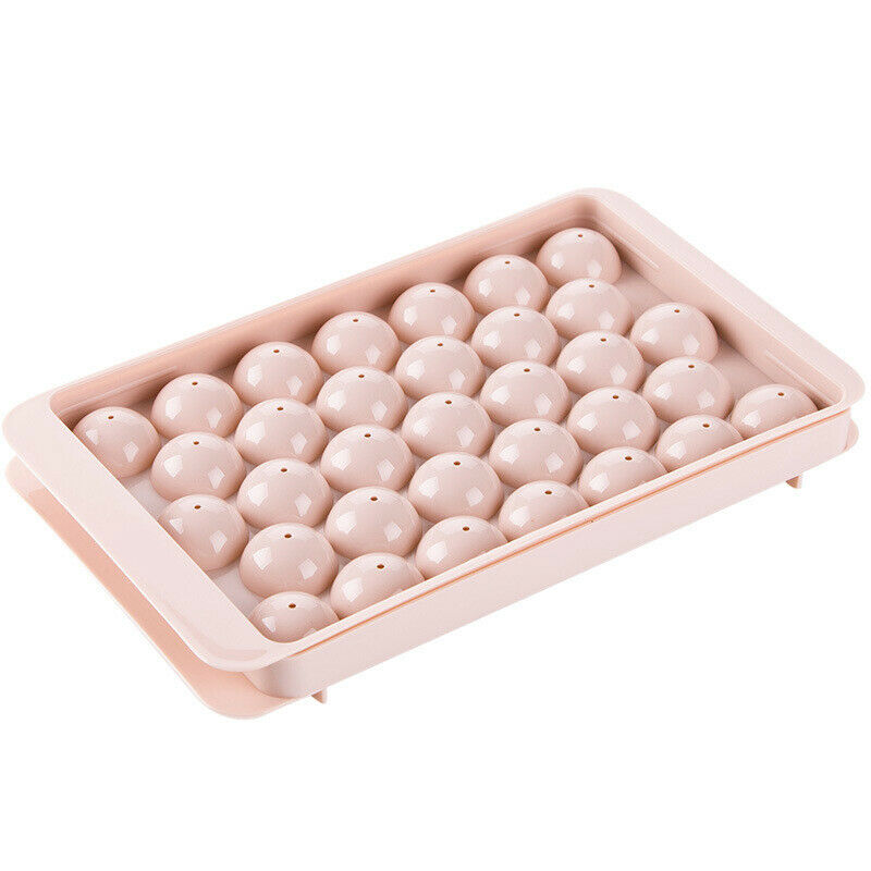Round Ice Cube Tray with Lid Plastic Ice Cube Mold Refrigerator Spherical Ic KX