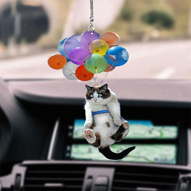 2D Cute Kitten Car Home Hanging Ornaments With Colorful Balloons Hanging De DF