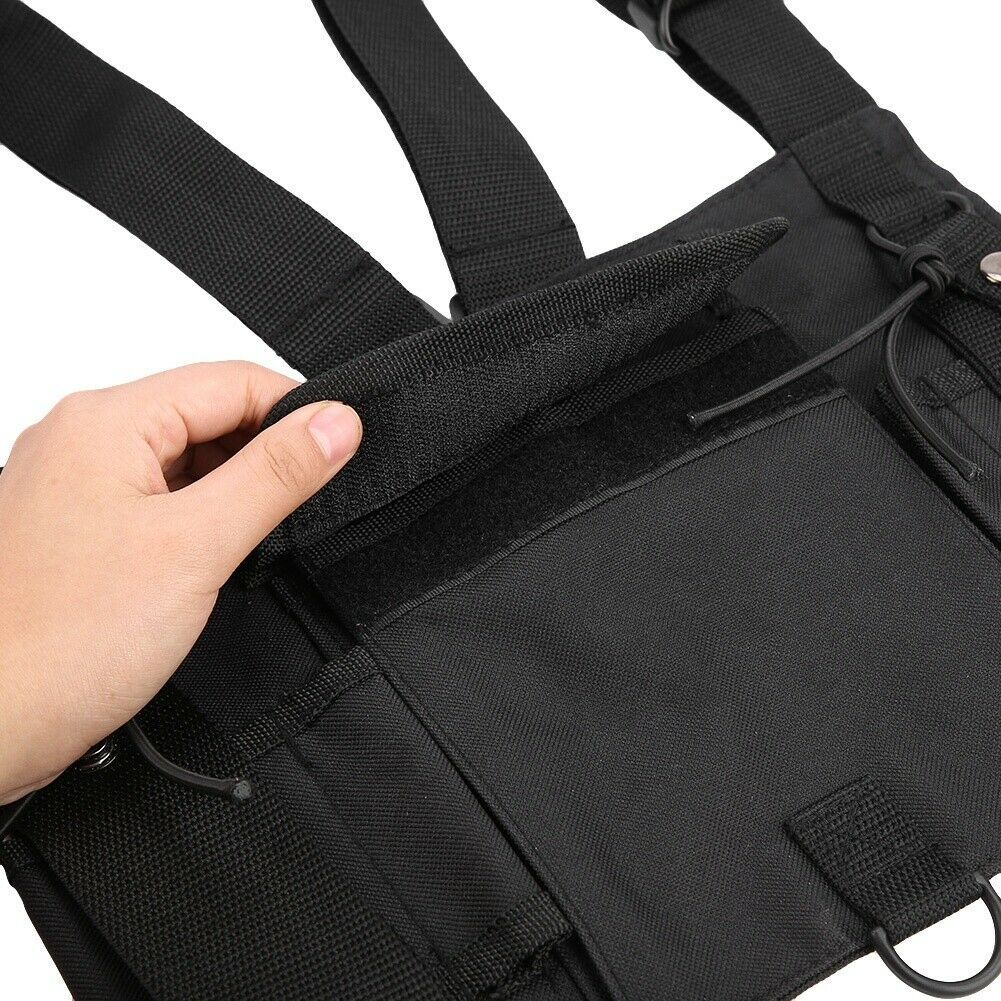 New Walkie Talkie Chest Harness Front Pack Pouch Holster Vest Rig Carry Case