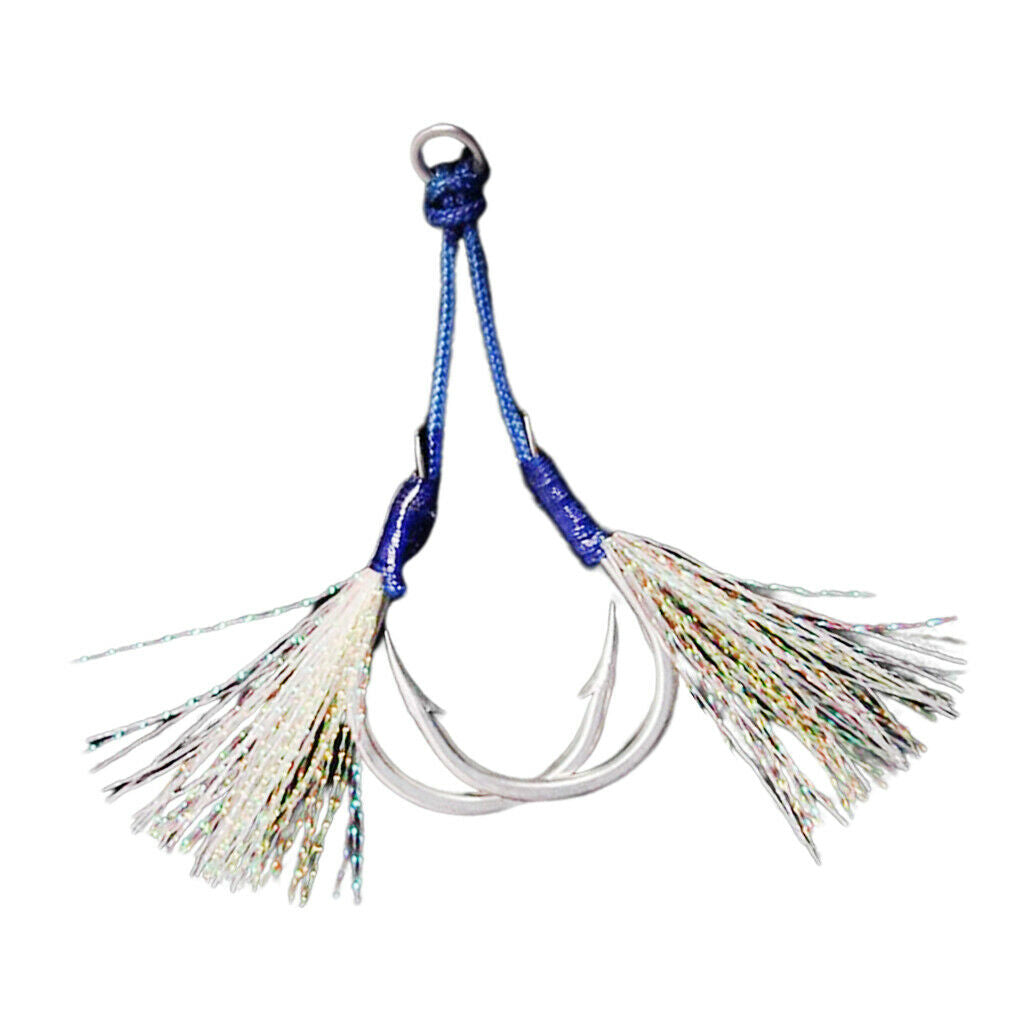 2X Jig Hooks Fishing Hooks Barbed Hooks Assist Hooks in Solid Ring 6