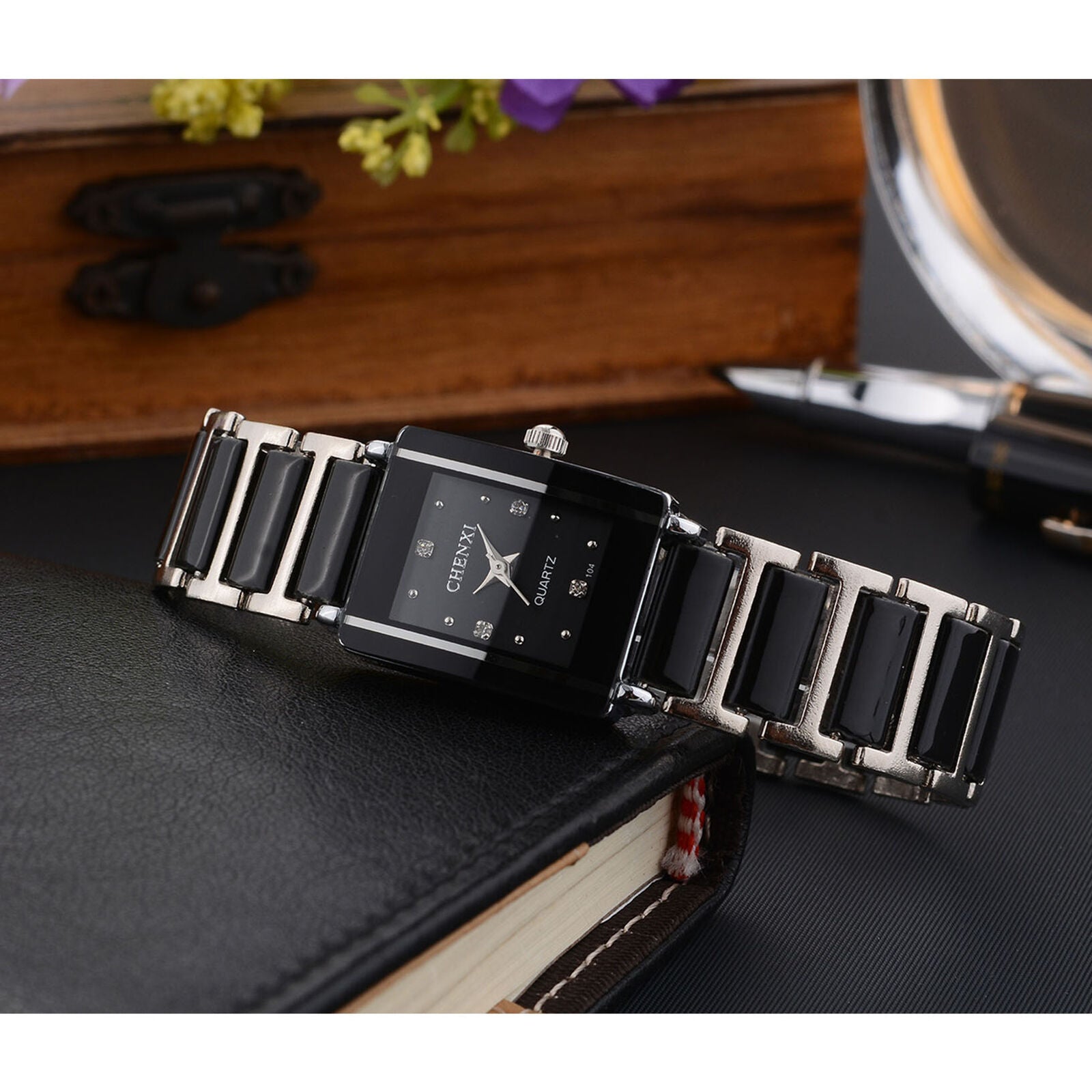 Brand Lady Wristwatch Elegant Black Ceramics Simple Minimalism Small Narr
