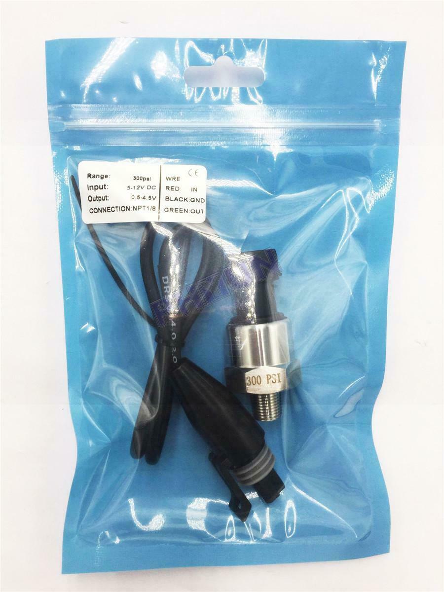Car Pressure Transducer Kit 0-300 PSI Pressure Sensor 1/8" NPT Thread Universal