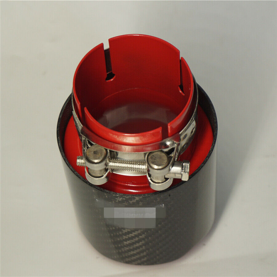 2.5'' Innet Universal Exhaust Pipe Muffler Black & Red Real Carbon Fiber Car SUV
