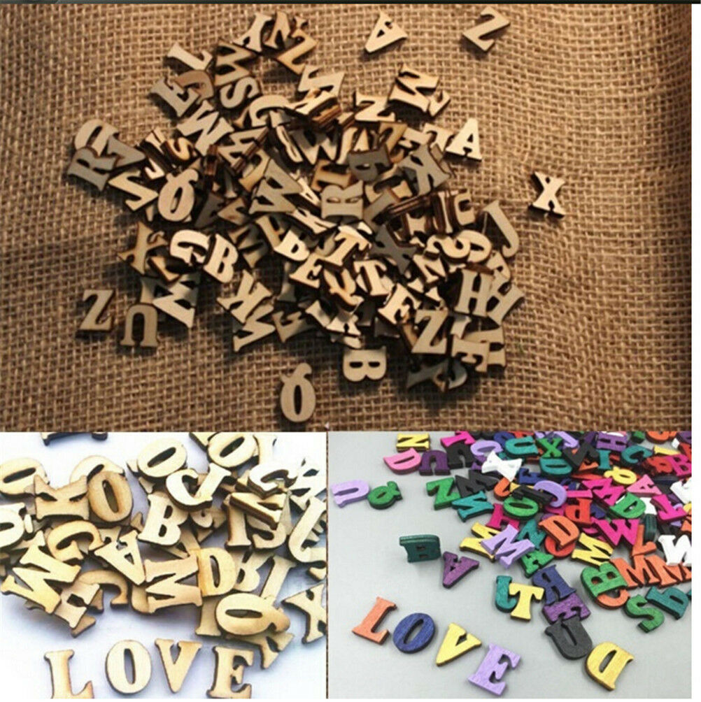 100X Letters Wooden Alphabet Embellishment Scrapbooking Cardmaking Craf.l8