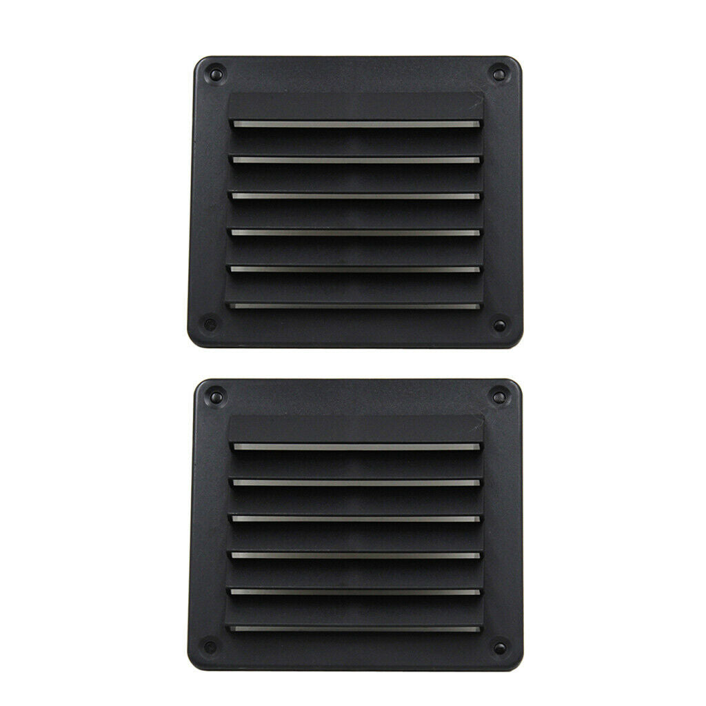 2x Plastic Louver Wall Vent Ventilation Black Yacht Caravan Camper Accessory