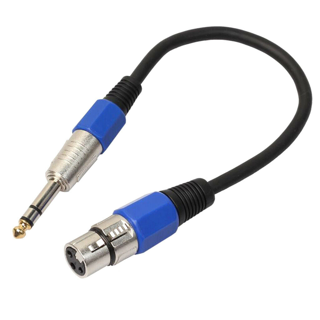 1ft XLR 3pin Female   To 1/4'' TRS 6.35mm Stereo Male Plug Audio Mic Cable