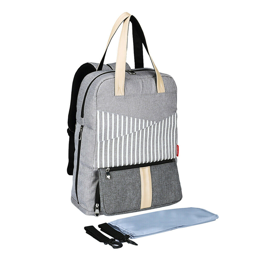 Waterproof Mummy Nappy Diaper Bag Baby Travel Changing Nursing Backpack Gray