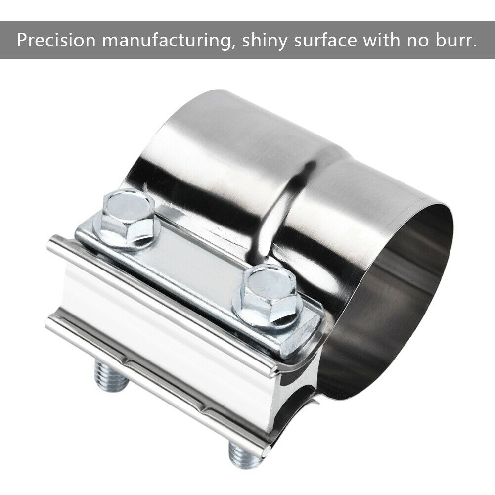 2.5"/66mm Clamp-On Stainless Exhaust Pipe Connector Sleeve Joiner Clamps Kit Set