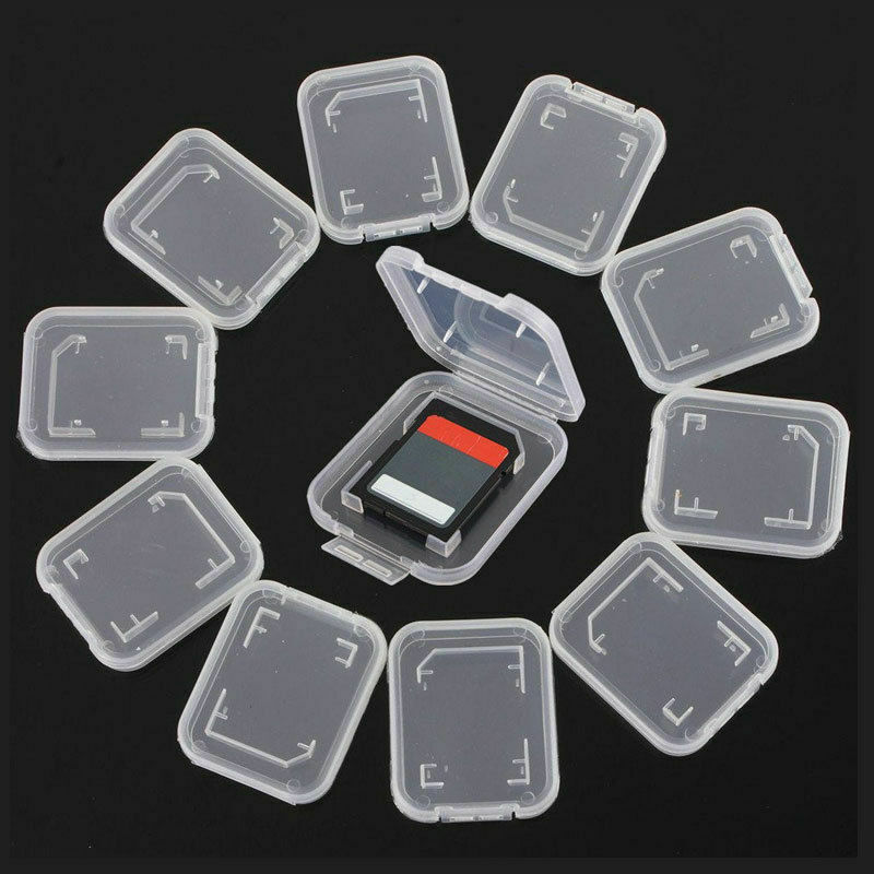 10pcs Transparent Standard SD SDHC Memory Card Case Holder Box Storage Useful