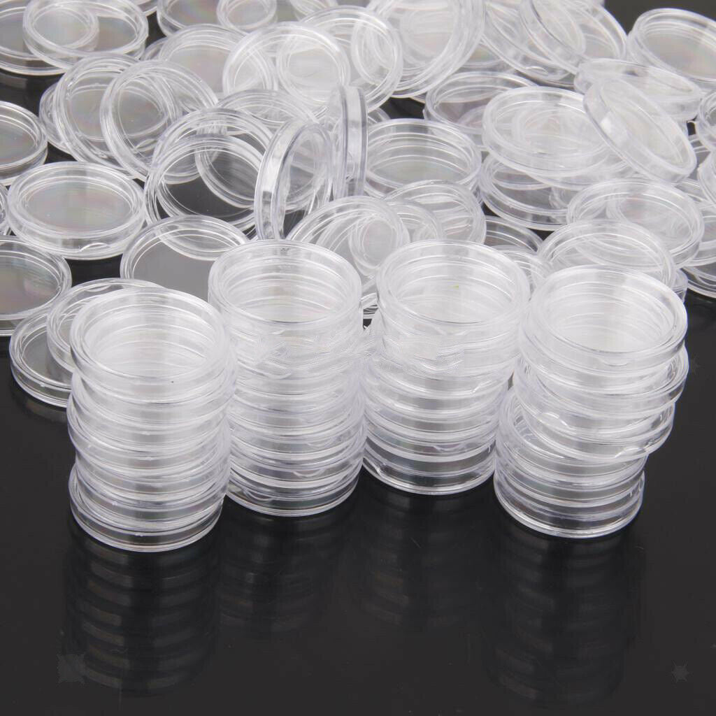 100pcs Plastic Coin Capsules Coin Storage Boxes Container Display Case