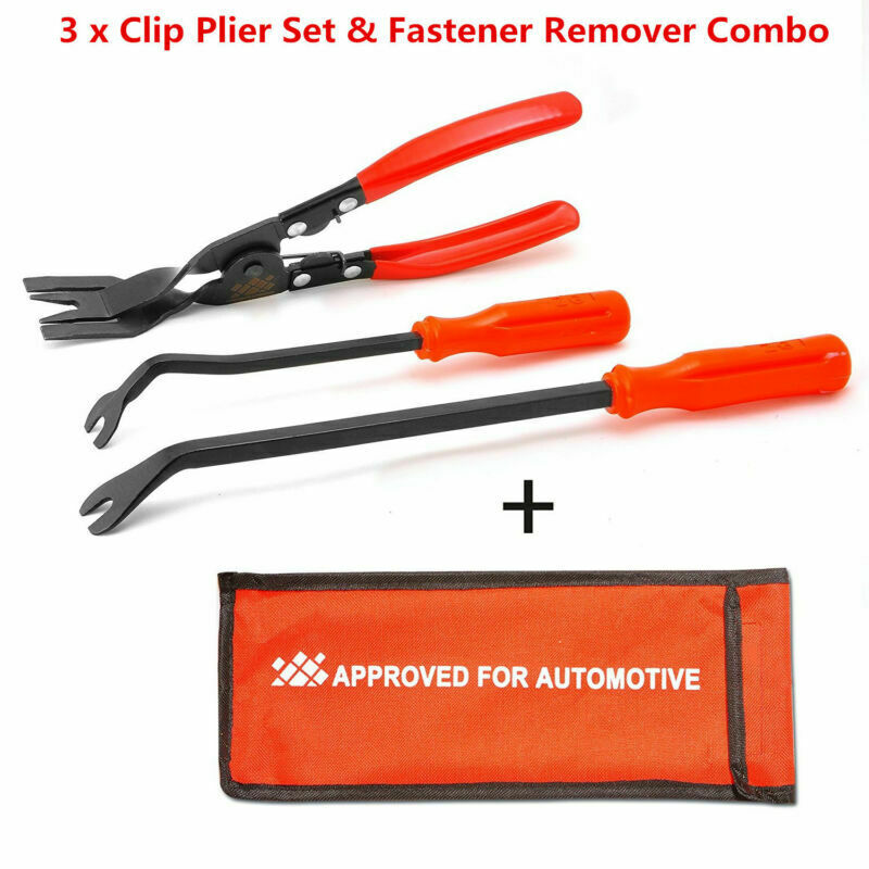 3pc Car Door Trim Panel Clip Upholstery Removal Plier &Fastener Remover Tool Set