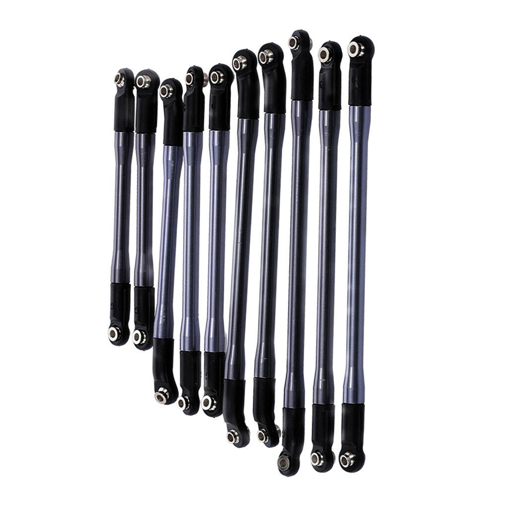 10PCS Metal Upper & Lower Rod Link Linkage for 1/10 RC Axial SCX10 313mm