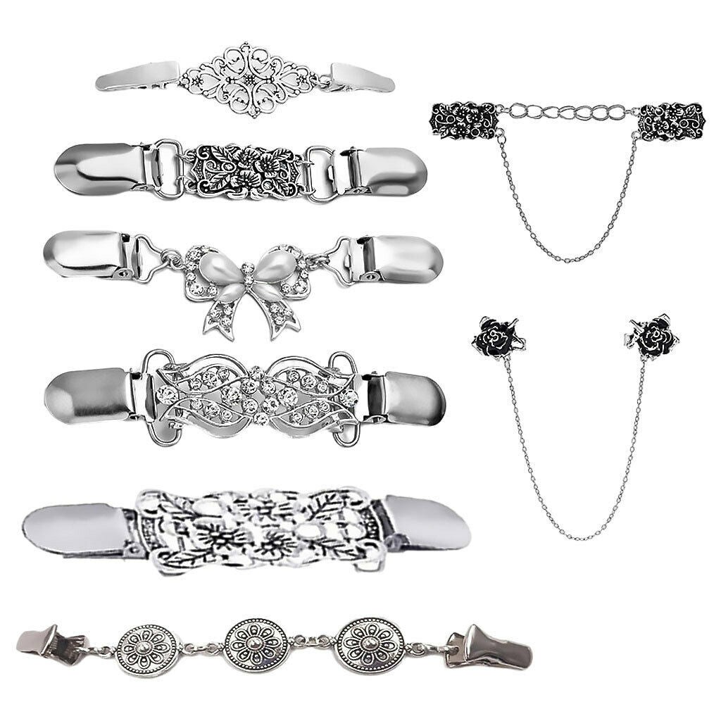 Sweater Clips Shawl 8 Styles Shawl Chain Clips Brooches for Formal Occasion