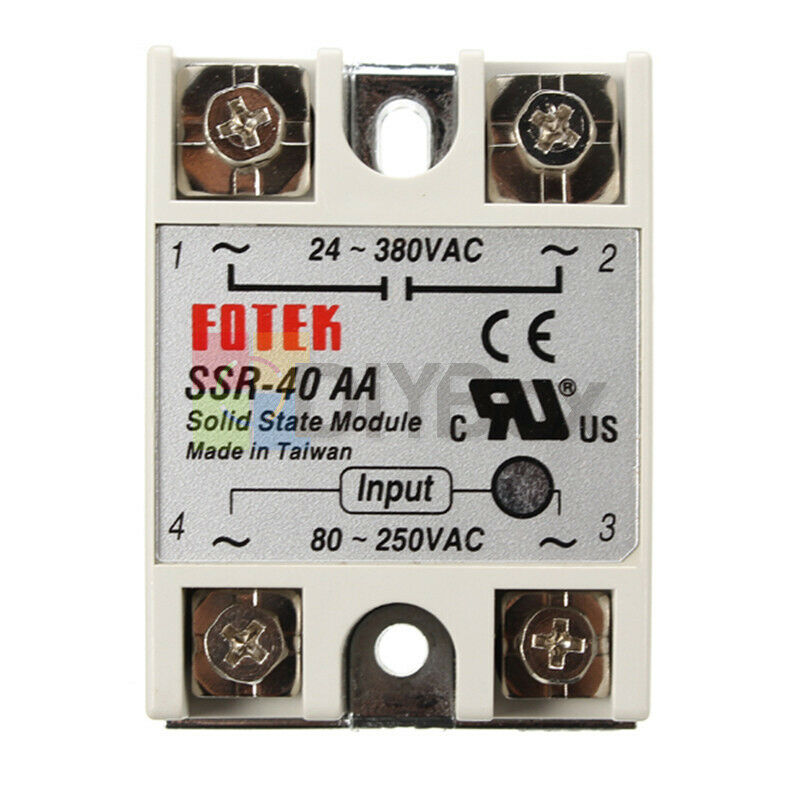 SSR-40AA-H Solid State 40A Relay Module 80-280V AC / 90-480V AC + Heat Sink DIY