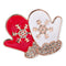 Chic Novel Red&White Enamel Christmas Snowflake Rhinestone Gloves Brooch Pin