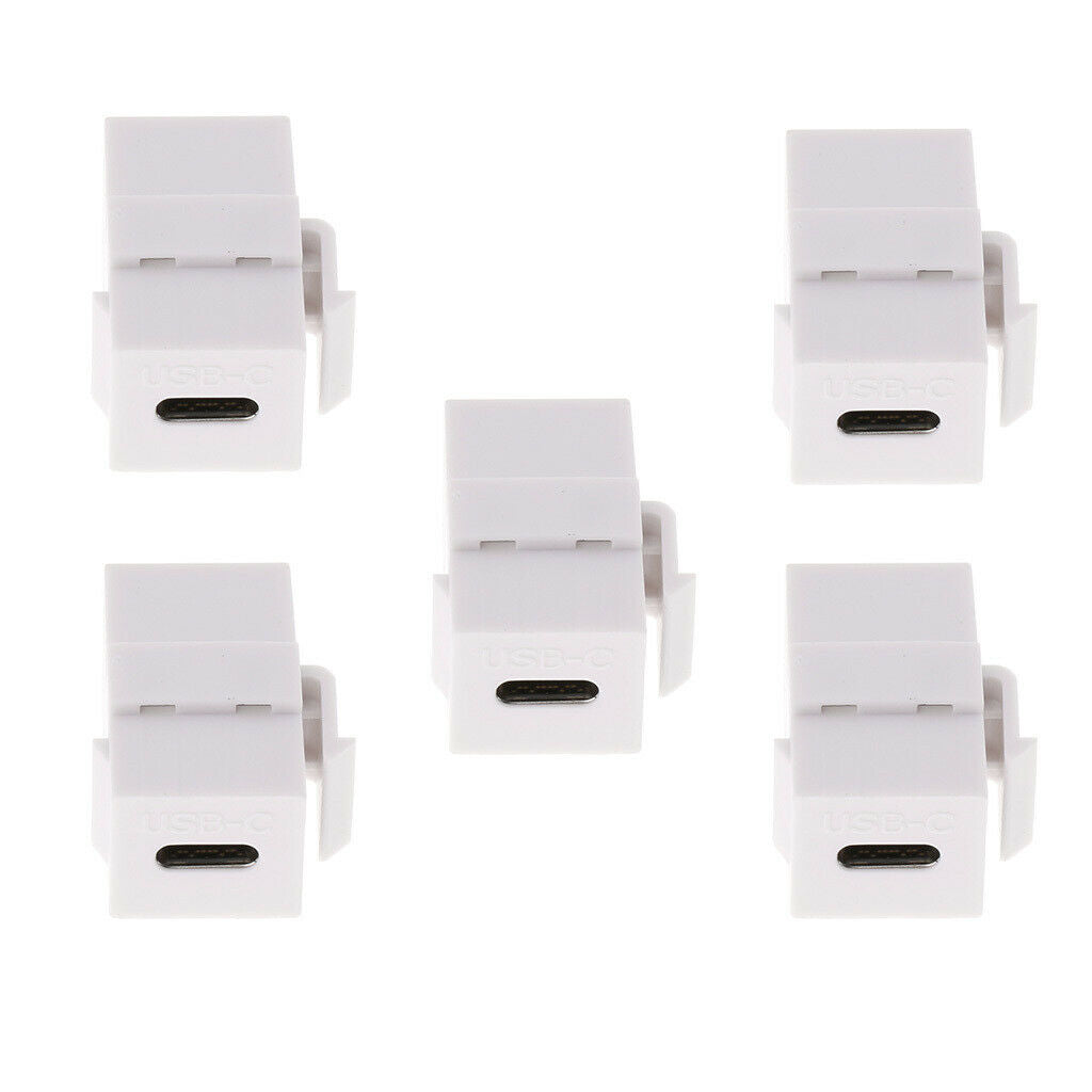 5Pieces Wall Plate Keystone   USB C Type C Female/Female, Coupler Type, White