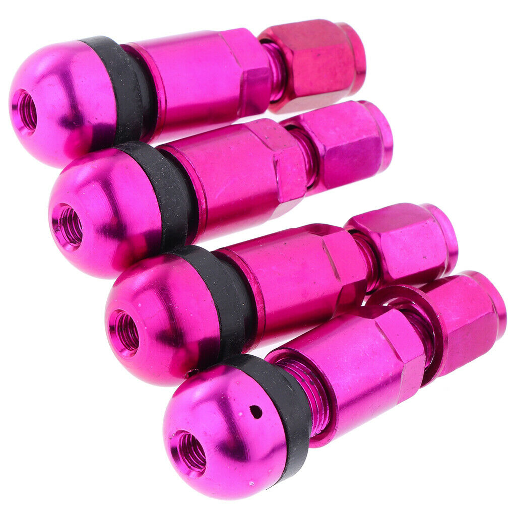 4 Pcs Car Tubeless Wheel Dust Caps Tire Valve Stems Purple + Black