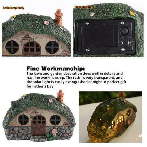 Solar Powered LED Lawn Yard Light Decor Fairy House Statue Outdoor Garden Decor