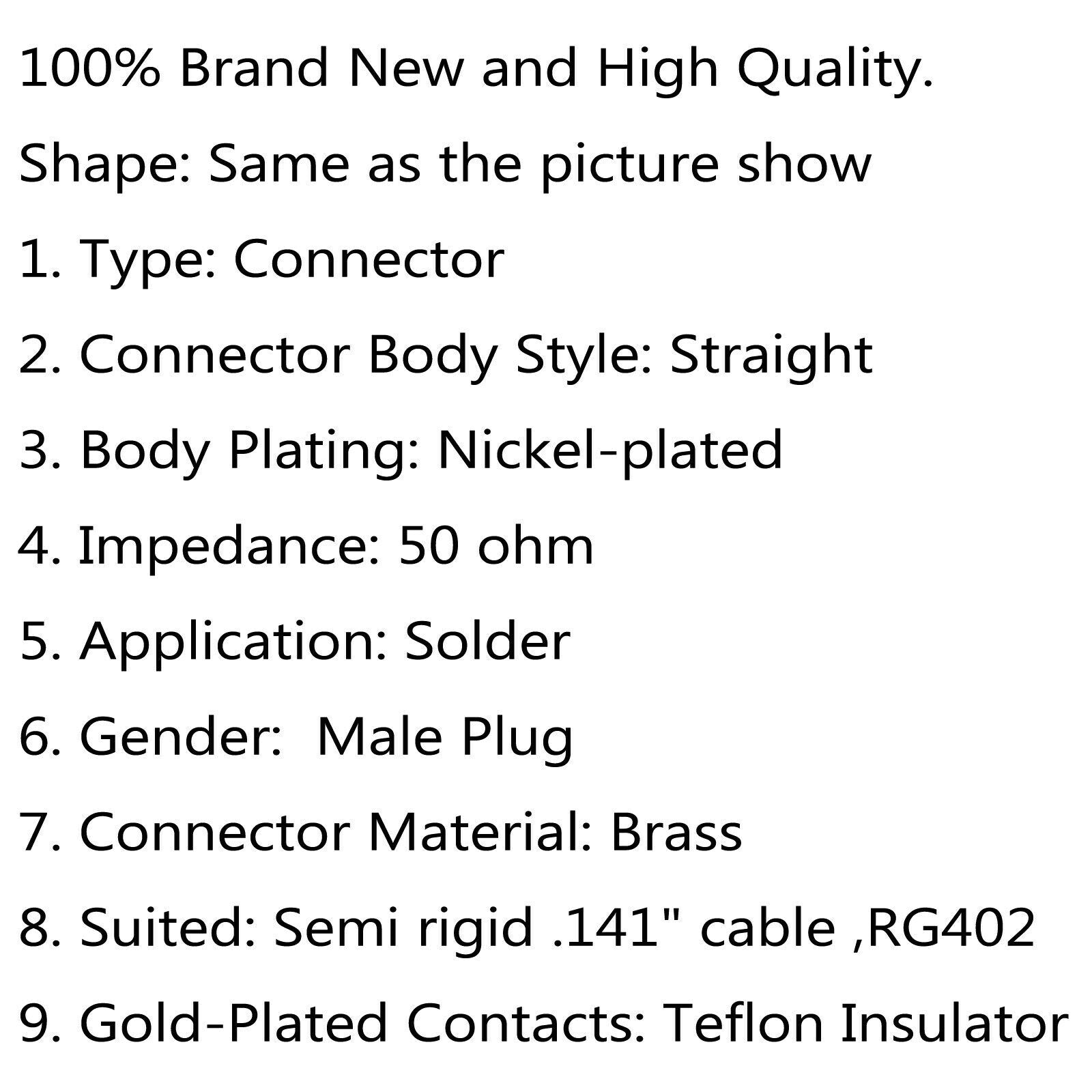 10X N Solder Plug Male RF Connector Solder For Semi-rigid.141" RG402 Straight CN