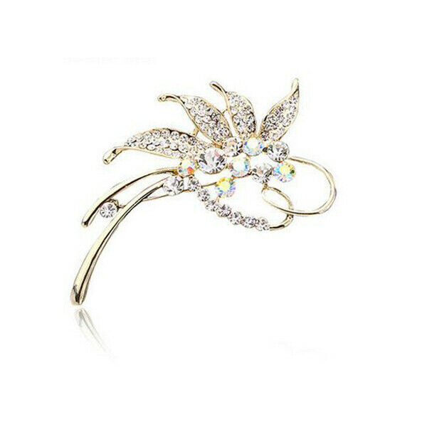 Golden Fashion Crystal Leaf Brooch Pin Suit Shawl Buckle Pin Brooch Jewelry