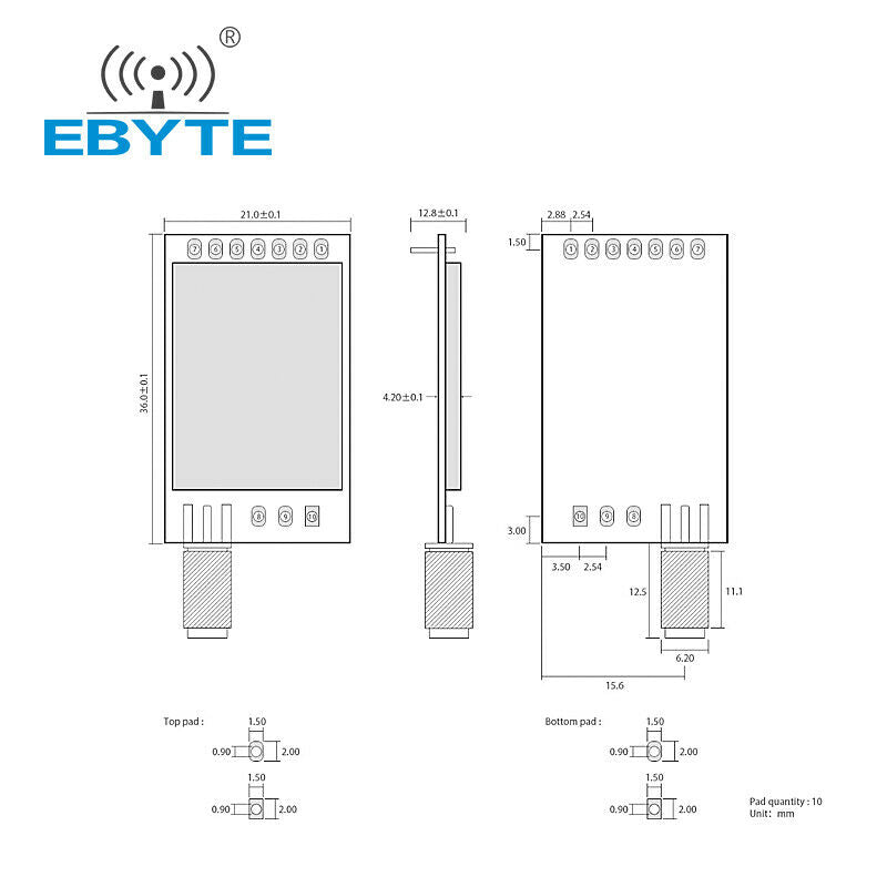 Ebyte 2.4ghz E34-2G4H20D 100mW nRF24L01P UART Auto Hopping Wireless Transceiver