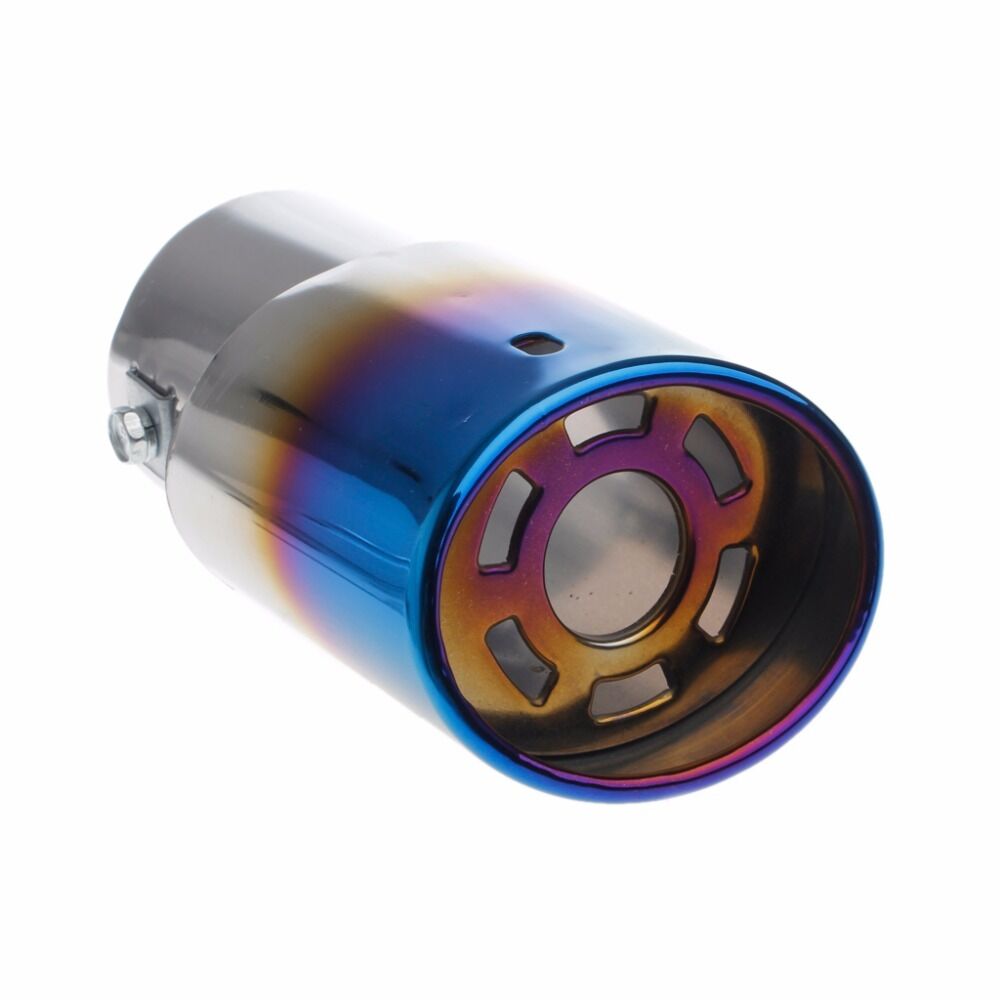 1x Universal Stainless Steel Car Rear Round Exhaust Pipe Tail Throat Muffler Tip