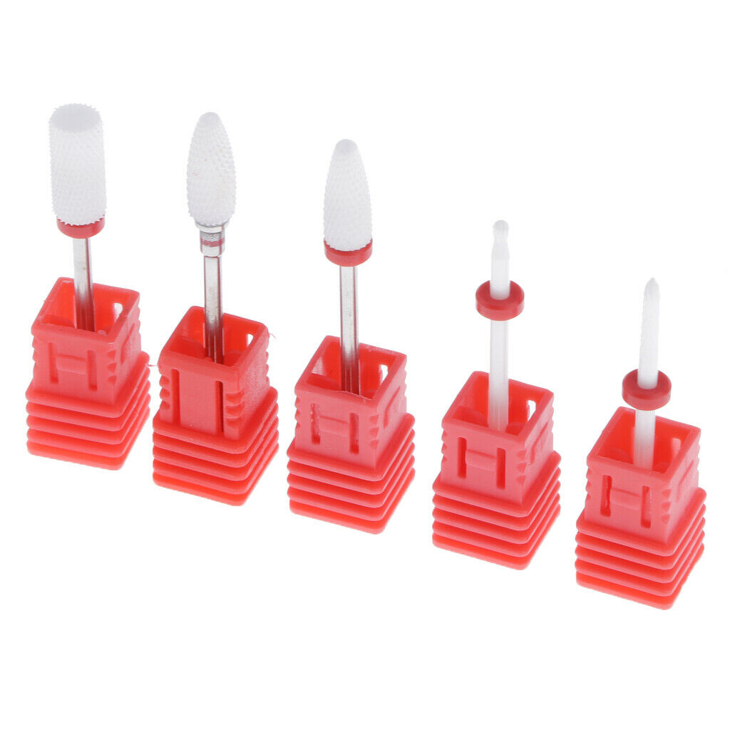5x Ceramic Nail Drill Bits Set 3/32 "Sanding Polishing Bit