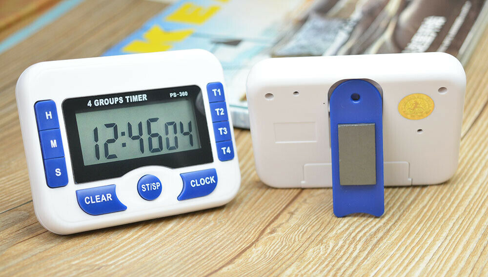Digital 99hr59min Countdown Clock 4-channel Timing Timer w/4 Independant Group