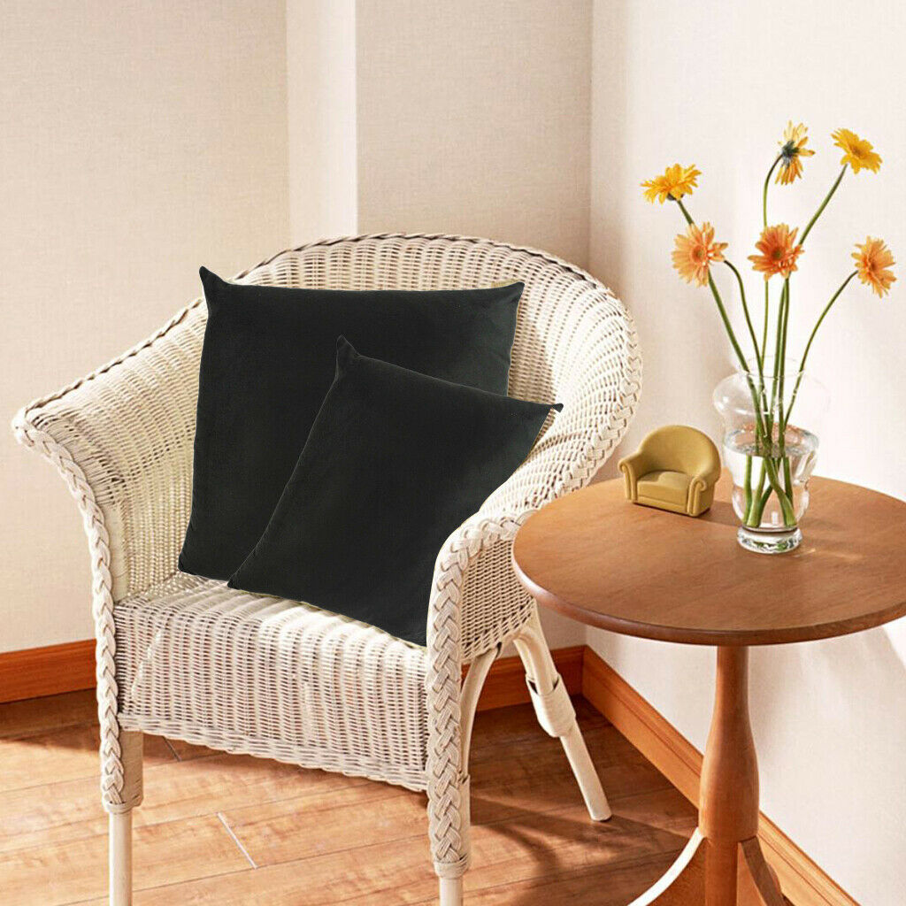 2Pack Velvet Sofa Throw Pillow Case Cover Soft Decorative Pillowcase Black