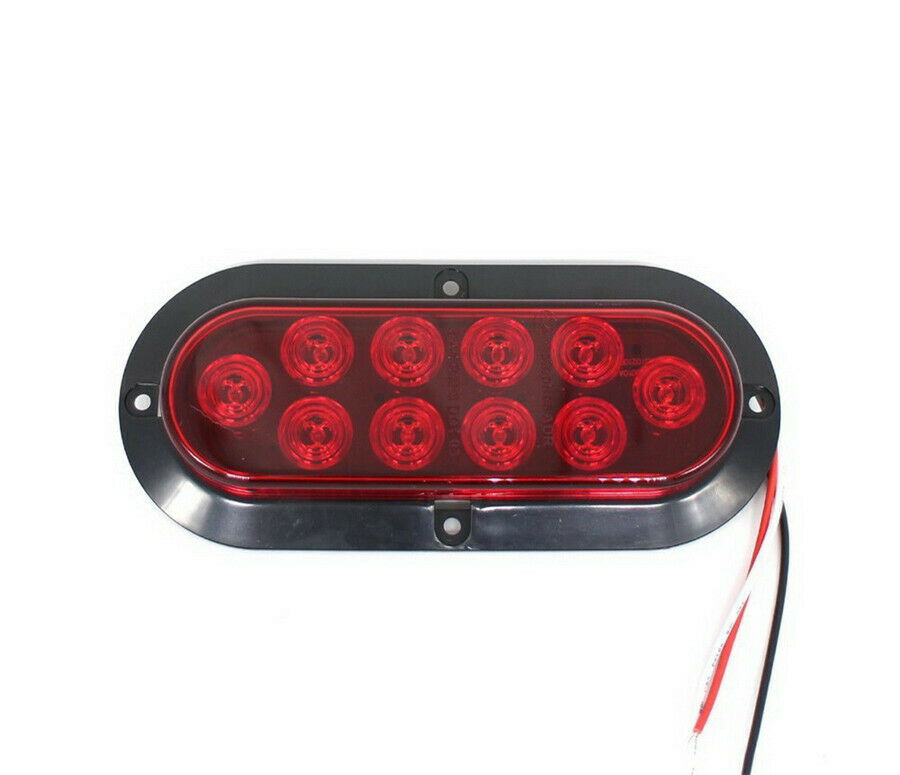 2x 10 LED 6" Red Oval Car Truck Trailer RV Brake Stop Turn Signal Tail Light 12V