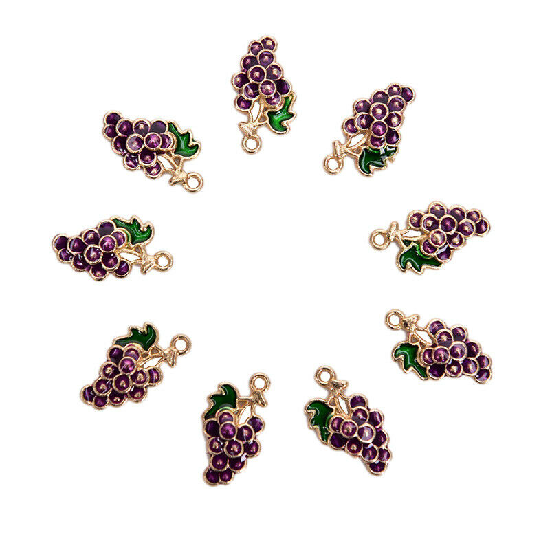 10Pcs/lot Alloy Enamel Grape Fruit Charms Pendants Craft DIY Jewelry Findings NC