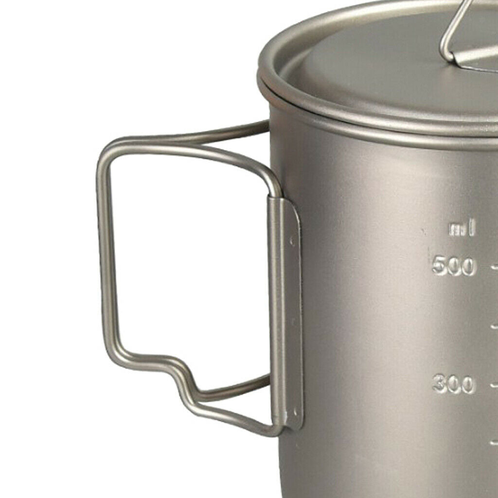 Prettyia Titanium 750ml Cooking Pot Hanging Stockpot Camping Hiking Tea Cup