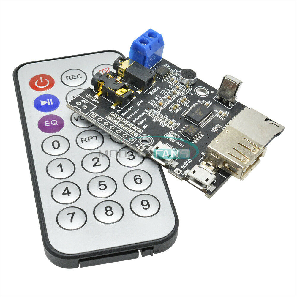 MP3+WMA +WAV Decoder Board 2W Amplifier TF Card Audio AUX WITH IR Remote Control