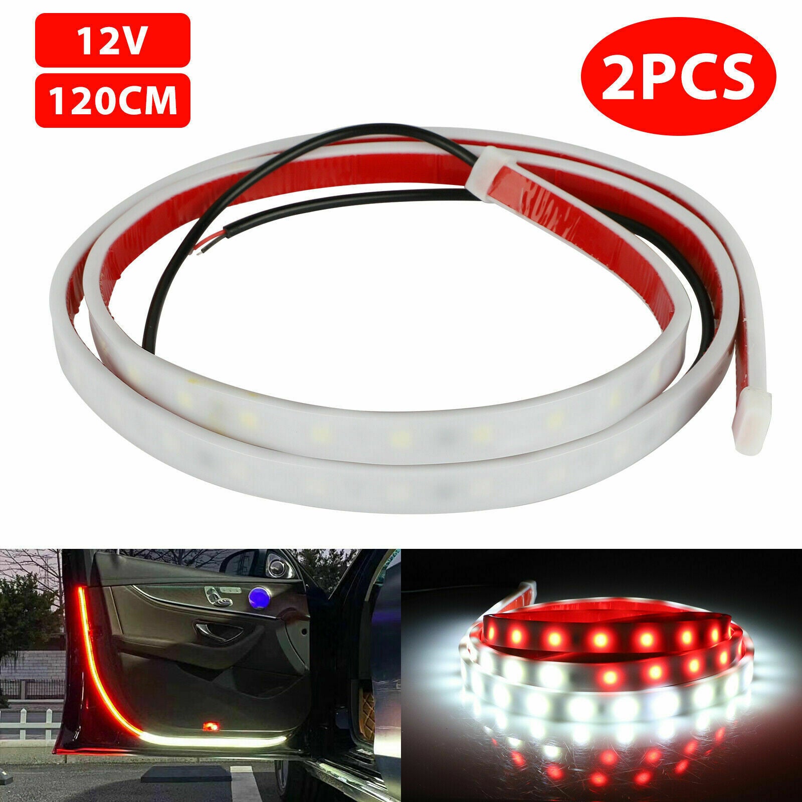2pcs Car Door Open Warning Lamp Flashing LED Lights Strip Anti-collision Safety