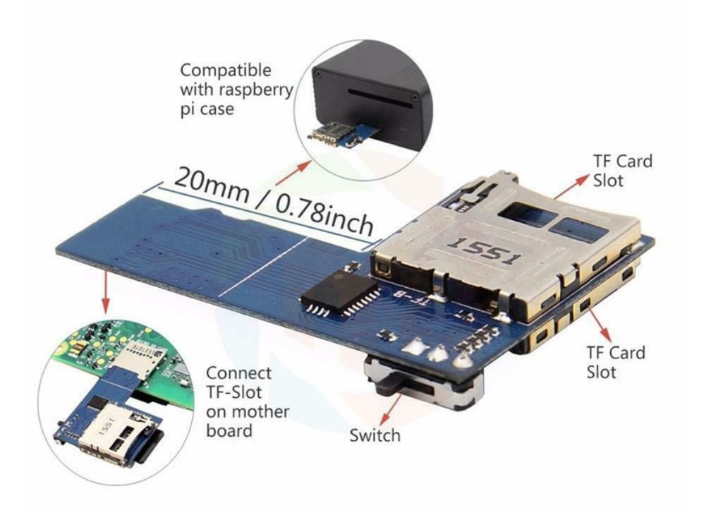2 in 1 Dual TF Card Micro SD Card Adapter Raspberry Pi Double System Switcher