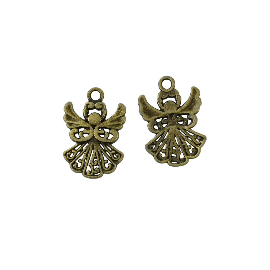 50 Bronze Angel Dangle Pendants Beads Charms for Necklace Bracelet Marking