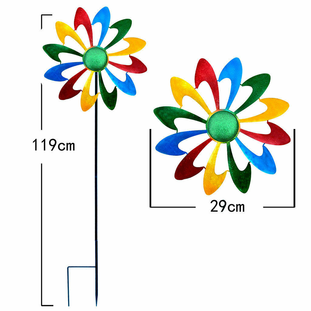 Metal Windmill Stake Spinner Outdoor Yard Art Decor for Yard Decorations Garden
